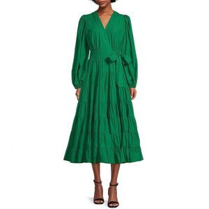 Gibson & Latimer Side Wrap A-Line Flounce Midi Dress